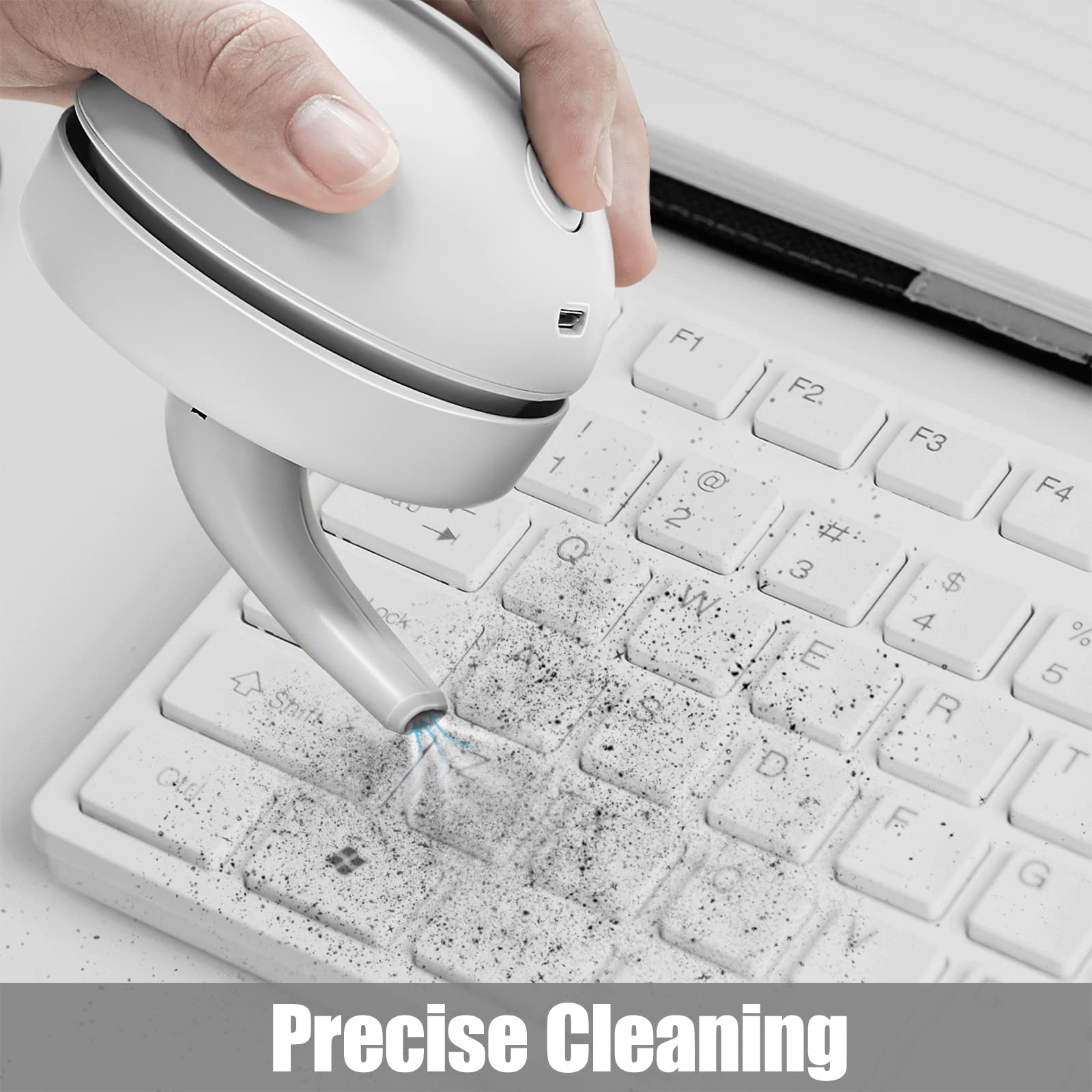Prowithlin USB Desktop Vacuum Cleaner - Mini Portable Dust Cleaner with Detachable Nozzle & Brush for Keyboard, Piano, Car, Office, Home - Gray | Perfect for Computer, Workspace & Pet Hair Cleaning