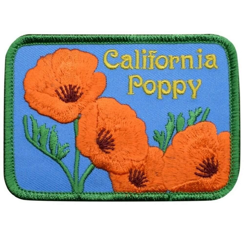 California Poppy Flower Iron-On Patch - 3.5