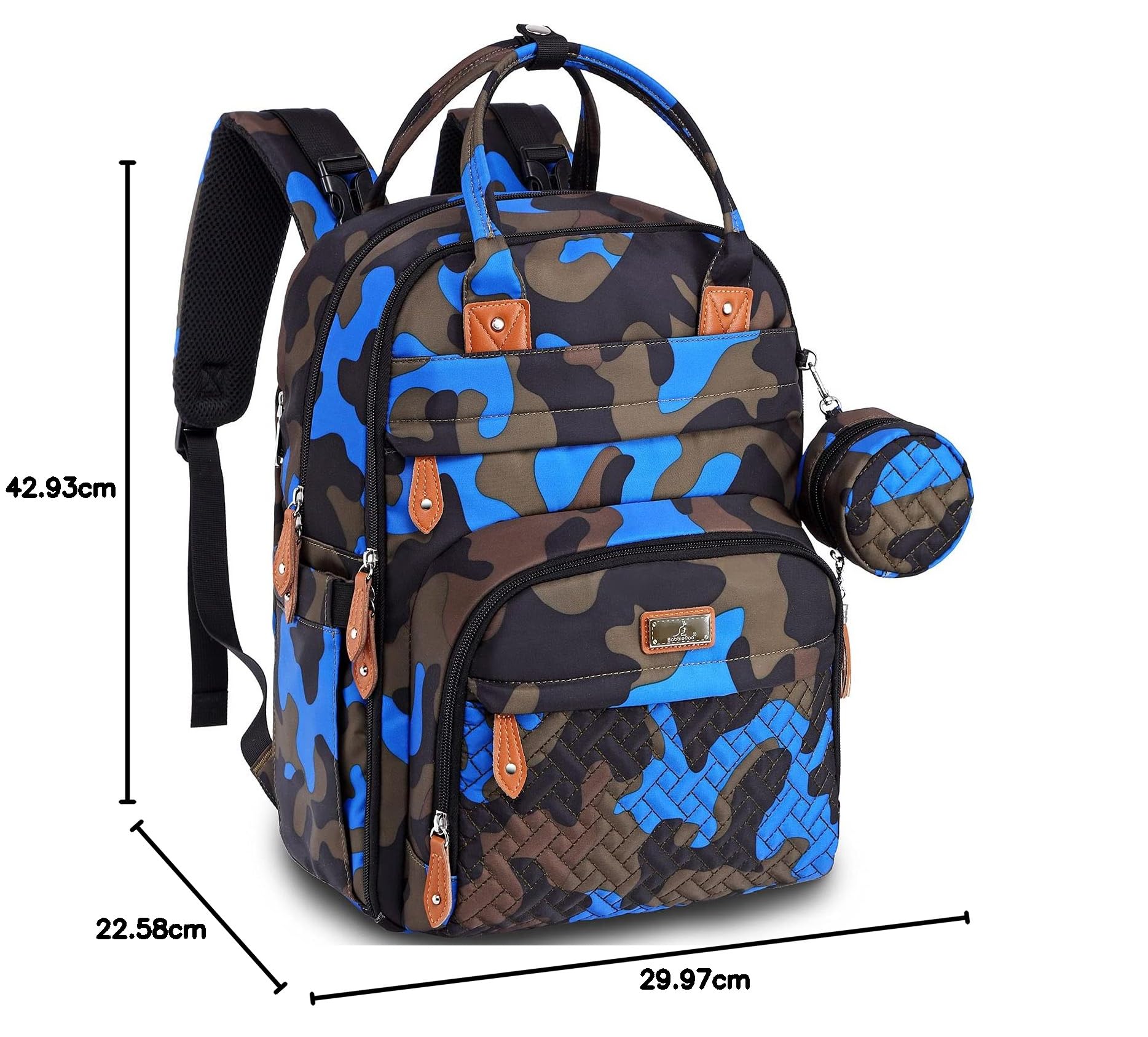 BabbleRoo Diaper Bag Backpack - Large Waterproof Baby Bag with Insulated Bottle Pockets, Stroller Straps & Changing Pad - Perfect for Travel, Daycare & On-the-Go Parents