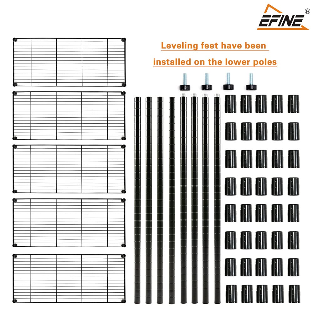 EFINE 2-Pack 5-Tier Adjustable Heavy Duty Carbon Steel Wire Shelving Unit - 30