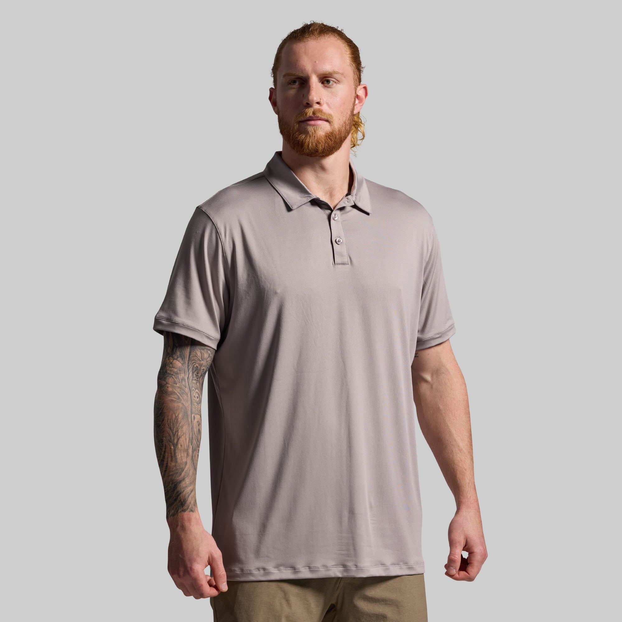Stylish Athleisure Polo Shirt for Men & Women - Comfortable Stone Color Casual Wear for Gym, Work & Everyday Outfits