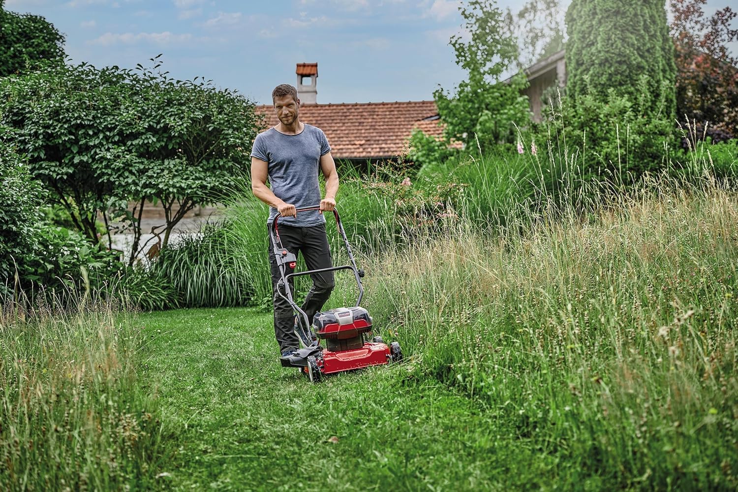 Einhell GE-CM 36/48 Li M-Solo Power X-Change Cordless Lawn Mower - 36V, 48cm Cutting Width, Brushless Motor, Mulching Function, Adjustable Cutting Height 30-75mm, Covers Up to 1000m² (Battery Not Included) - Perfect for Medium-Sized Lawns, Gardens, and Backyards