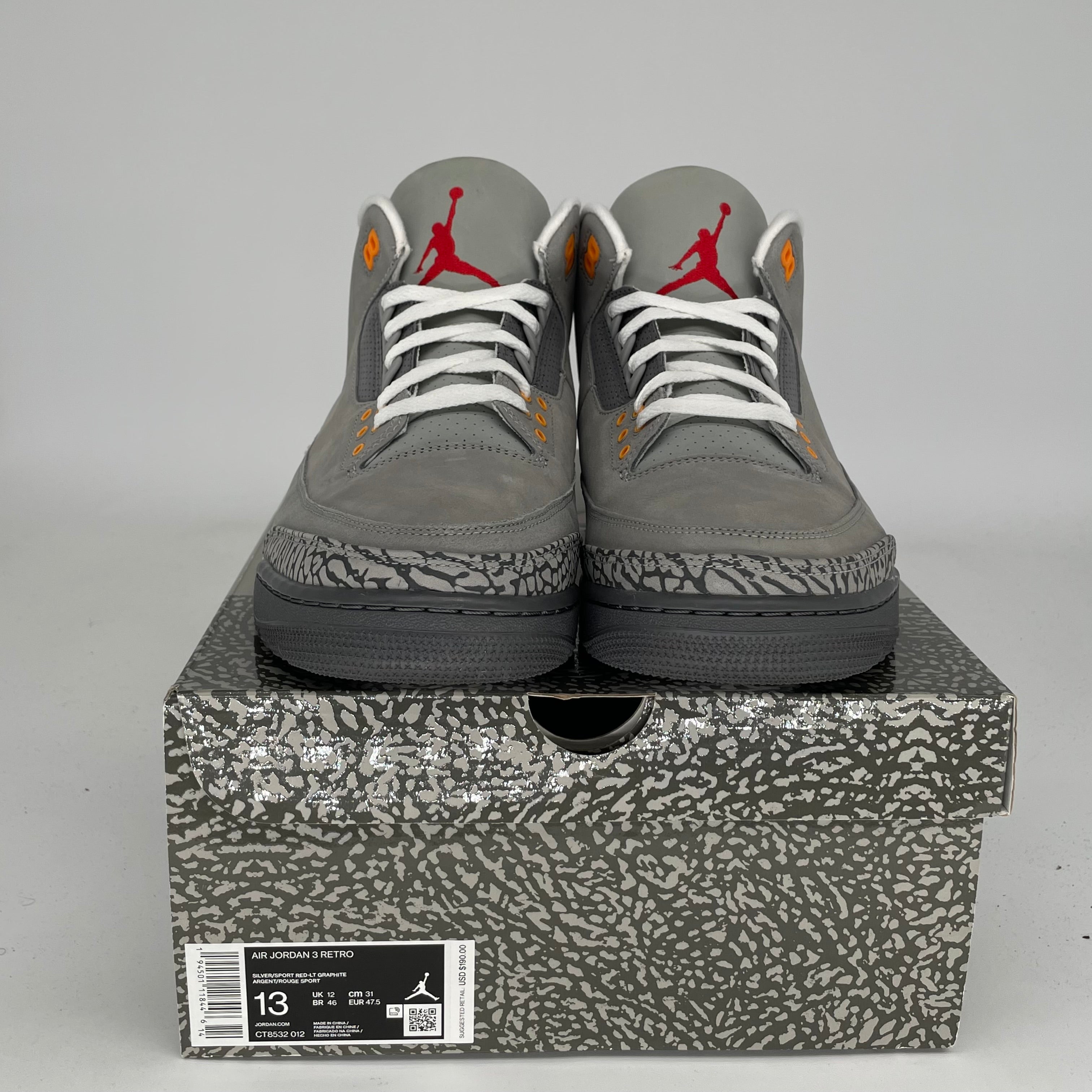 AIR JORDAN 3 COOL GREY Men's Basketball Shoes Size 13 - Style CT8532 012 | Retro Sneakers for Casual Wear & Street Fashion