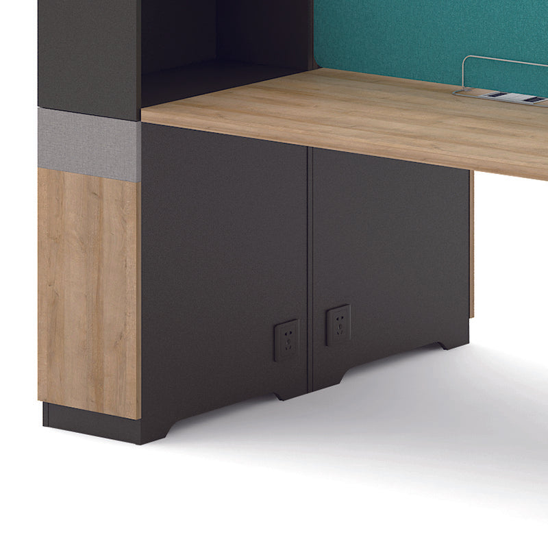 LENNON 4-Seat Workstation Office Desk in Kaldi Grey Blue - Perfect for Home Office, Coworking Spaces & Conference Rooms