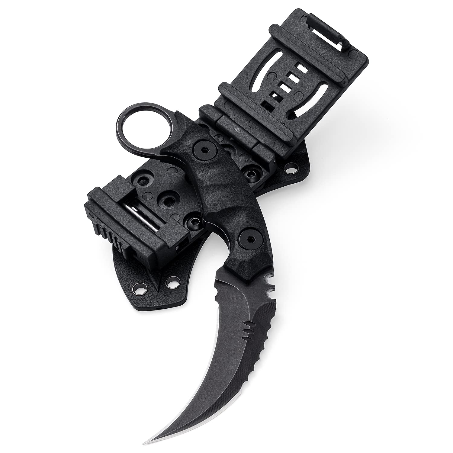 D2 Steel Fixed Blade Tactical Knife with G10 Handle - Double Edged Sharp Claw Knife for EDC, Outdoor Survival, Hiking & Camping - Includes Kydex Sheath (Black/Black) | Perfect for Bushcraft, Hunting, and Emergency Preparedness
