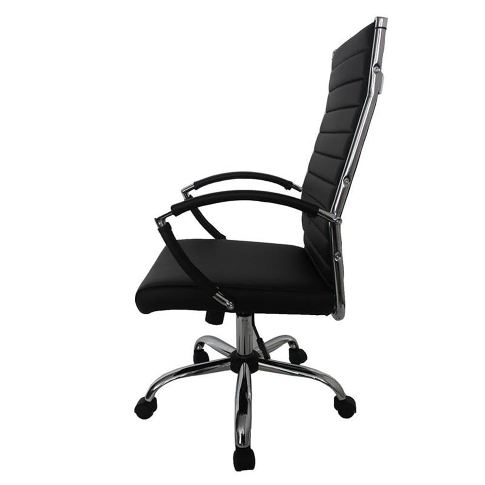 Furniture of America Damse Faux Leather Large Adjustable Office Chair in Black - Ergonomic Executive Desk Chair for Home Office, Gaming & Workstation