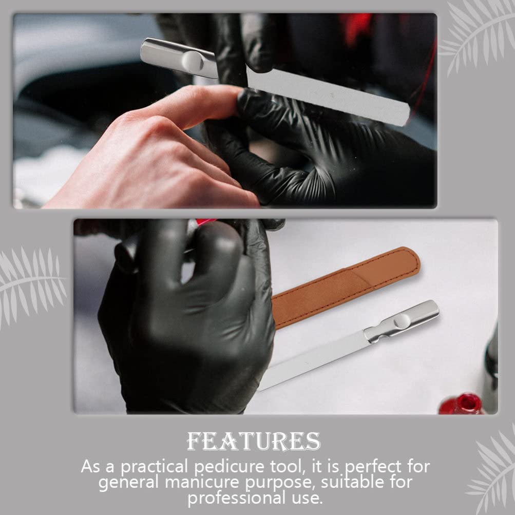 Lurrose 2-Piece Stainless Steel Nail File & Buffer Kit - Professional Manicure Pedicure Tools with Emery Board for Nail Cleaning, Polishing & Shaping - Perfect for Home Salon & Travel Nail Care
