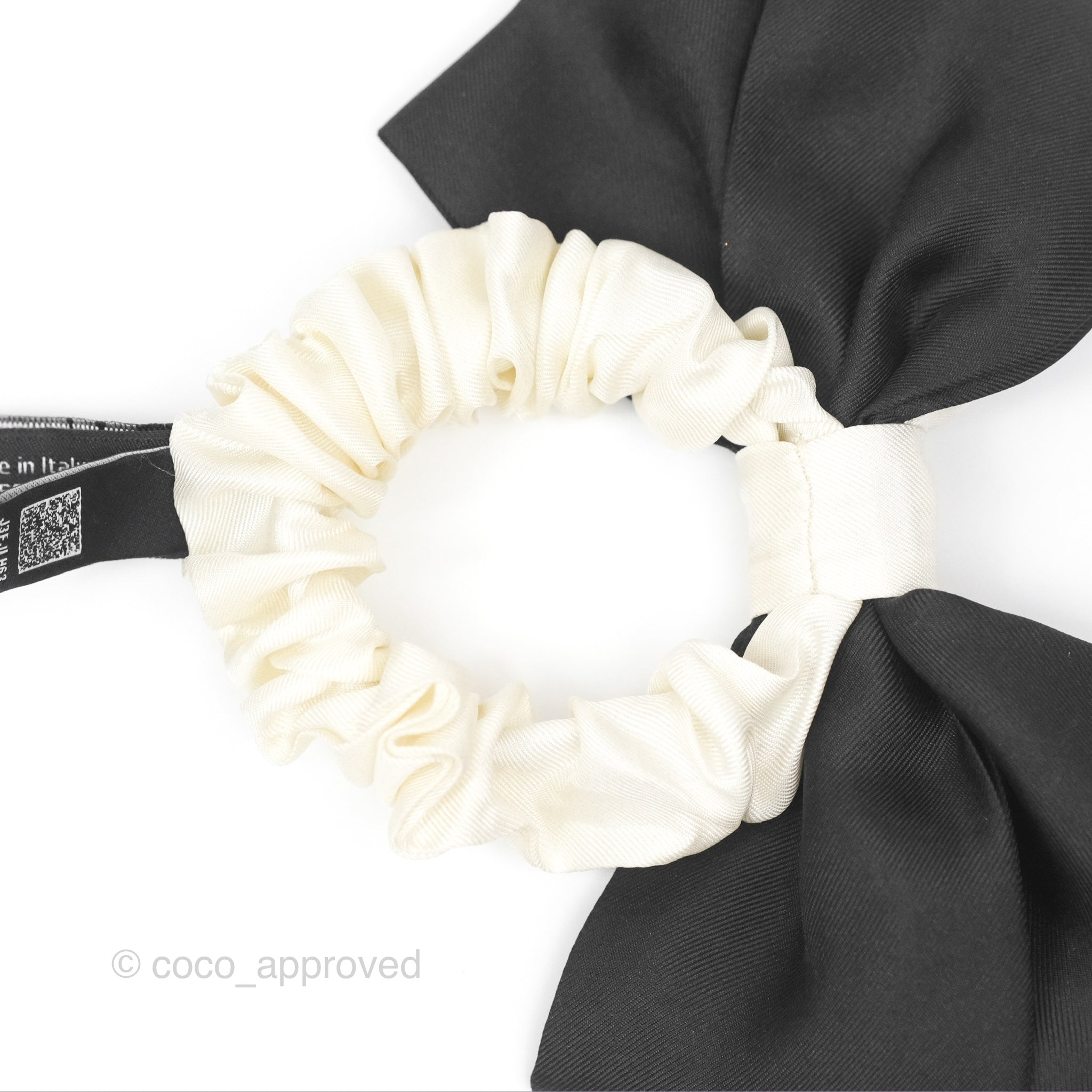 Chanel Bow Silk Hair Accessory Ivory & Black - Elegant Hair Clip for Women, Perfect for Weddings, Parties & Special Occasions