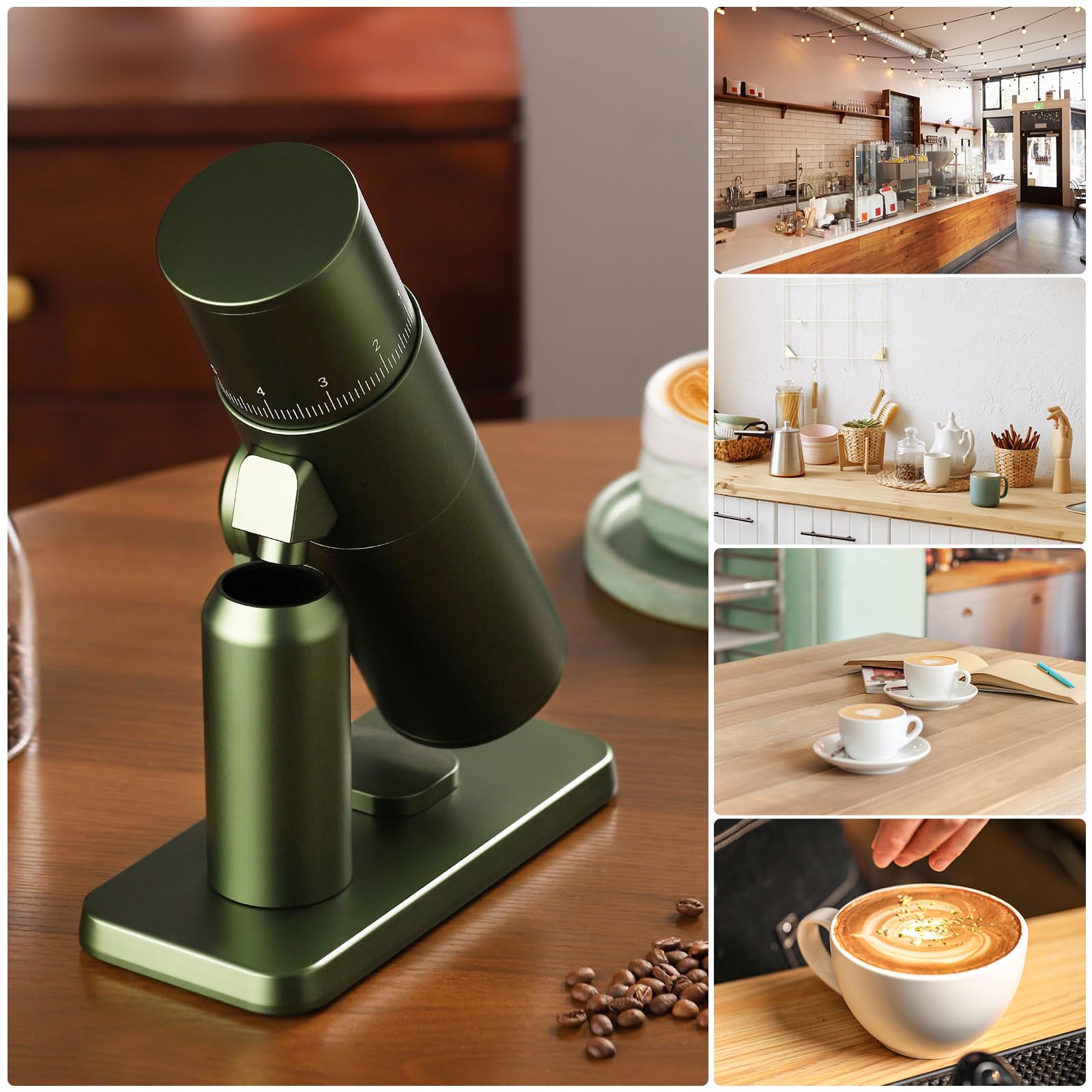 Premium Bincoo DM01 Electric Coffee Grinder - Stainless Steel Burr with Stepless Adjustment & Cleaning Brush - Perfect for Espresso, Pour Over, French Press & Home Brewing - Quiet & Powerful Coffee Bean Grinder for Fresh Ground Coffee Every Morning