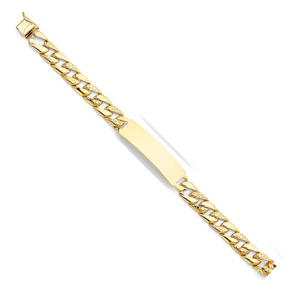 14K Yellow Gold Cuban Link ID Bracelet - 8