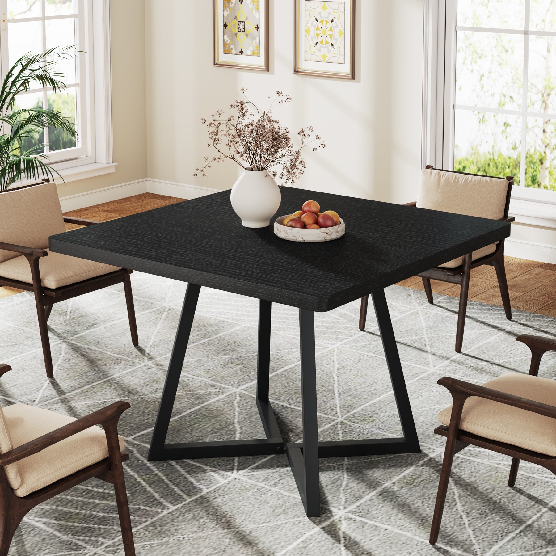 31.5 Inch Square Wooden Dining Table - Solid Wood Kitchen Table for 4 People - Perfect for Small Spaces, Breakfast Nooks & Cozy Family Meals