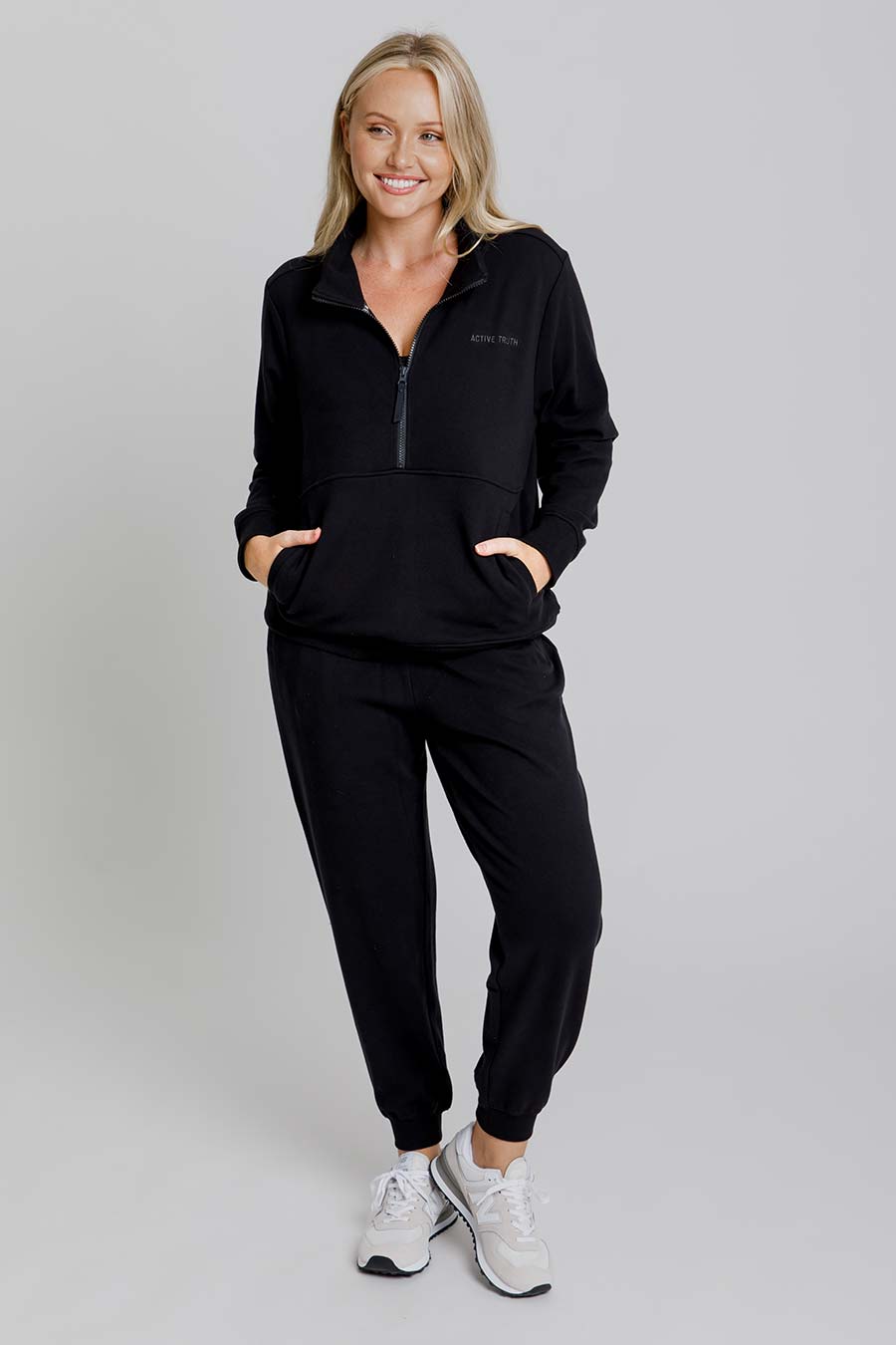 Reset Zip Sweater for Women - Black Pullover Hoodie | Cozy Casual Wear for Fall & Winter | Perfect for Outdoor Activities & Lounge