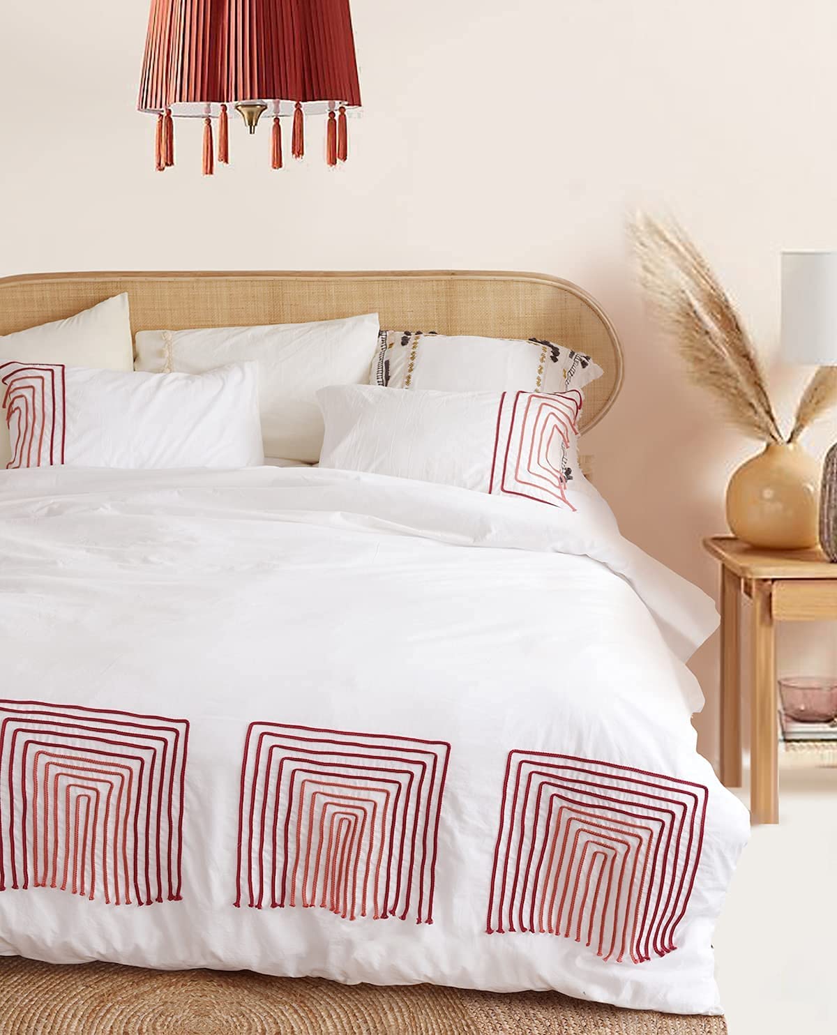 Festive Red Christmas Duvet Cover Queen Size - 100% Cotton Soft Comforter for Holiday Bedroom Decor - 86
