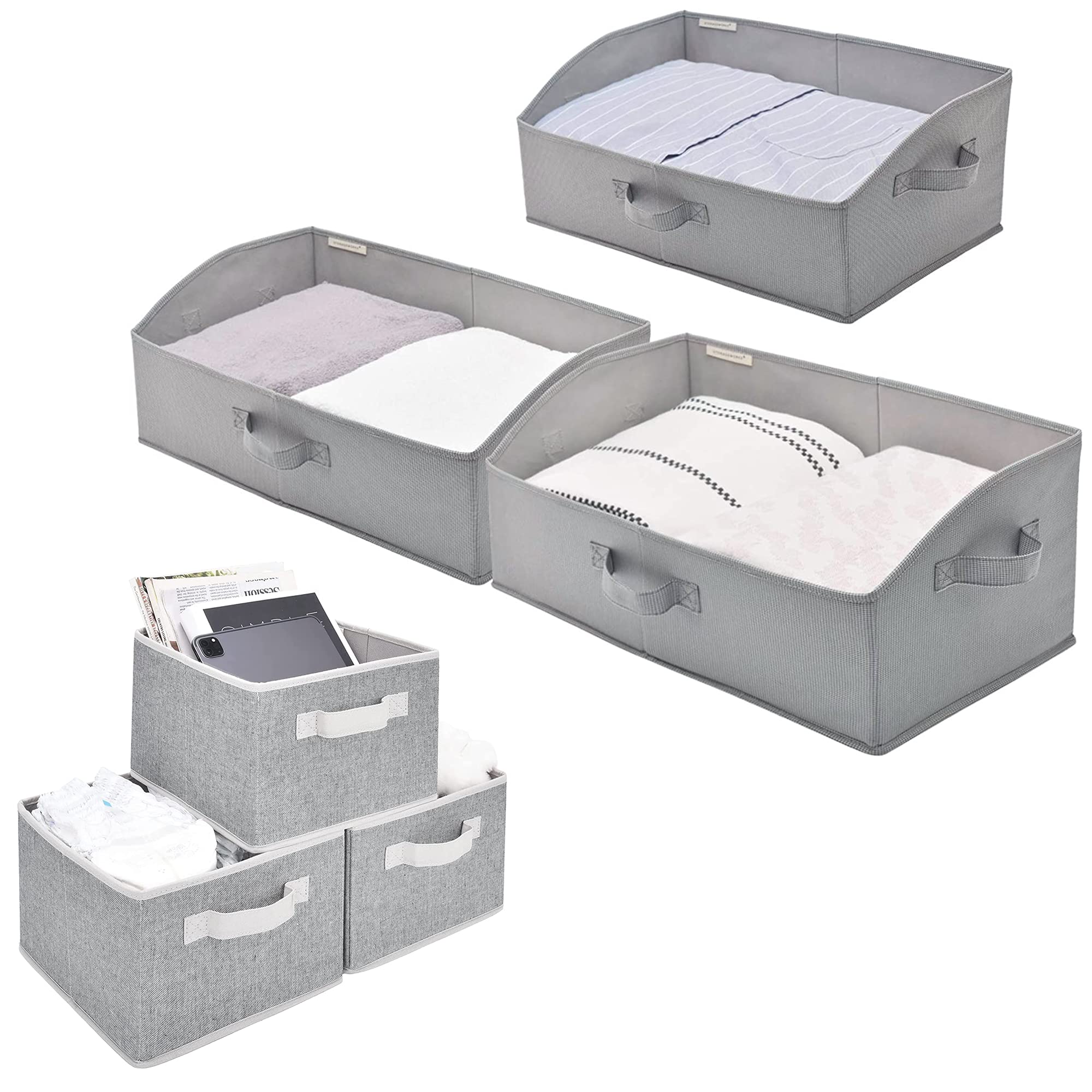 StorageWorks Plastic Storage Bins Set - 6 Pack Clear Stackable Organizer Bins for Home, Office, Closet & Pantry Organization - Perfect for Toys, Clothes, Food & Household Items Storage