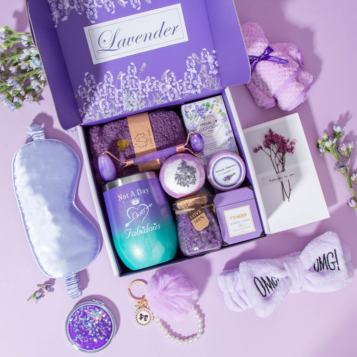 Lavender Relaxing Gift Set for Women - Birthday & Self Care Gifts