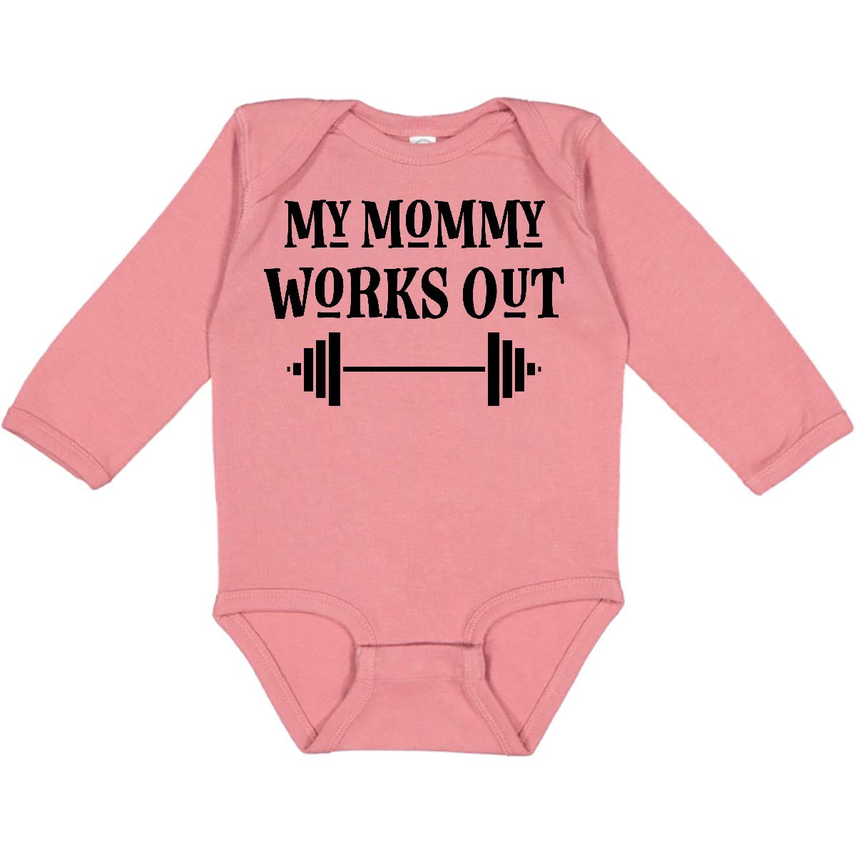 Inktastic Exercise My Mommy Works Out Long Sleeve Baby Bodysuit - Soft & Comfortable for Playtime, Gym & Active Moms