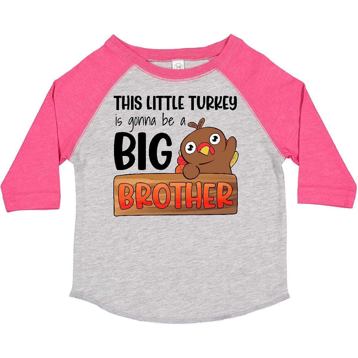 Inktastic 'This Little Turkey is Gonna Be a Big Brother' Cute Thanksgiving Toddler T-Shirt - Perfect for Sibling Announcements & Holiday Family Photos