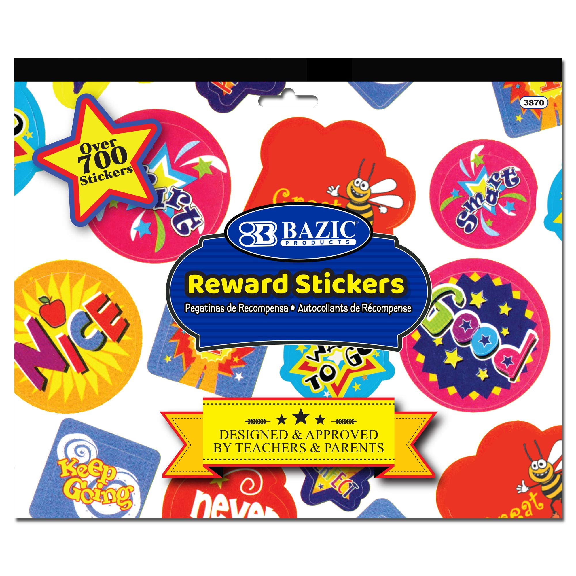BAZIC Jumbo Reward Sticker Book with 700+ Motivational Stickers - Positive Words for Kids, Boys, Girls & Teachers - 24-Pack Classroom Supplies for Behavior Incentives, Homeschooling & Student Rewards
