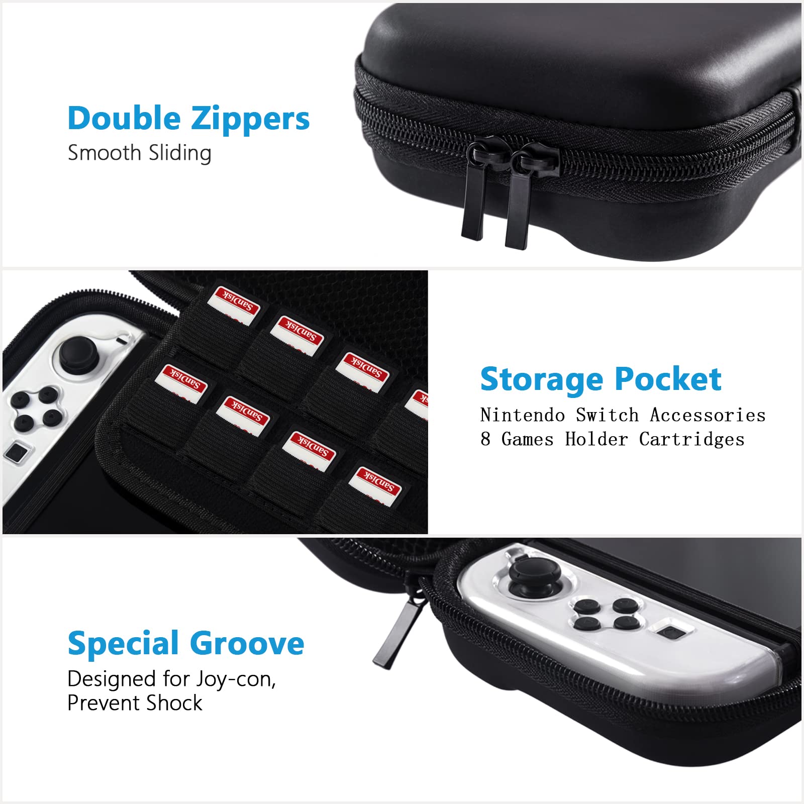 Teyomi Protective Case for Nintendo Switch OLED Model 2021 - Clear Hard Shell Cover with Joy-Con Storage | Travel-Friendly Switch Accessories Bundle | Perfect for Gaming On-The-Go & Console Protection