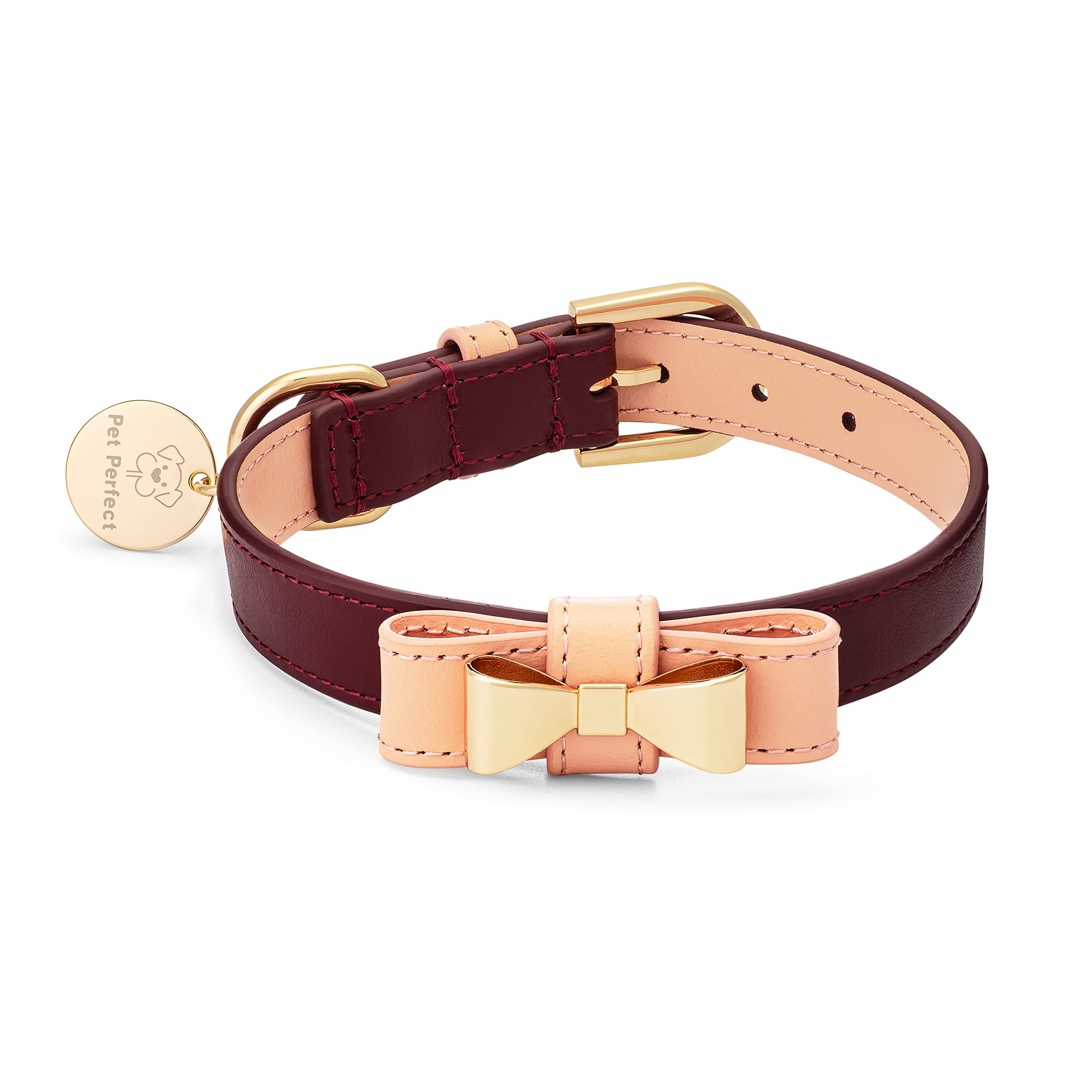 Premium Italian Leather Dog Collar - Luxury Designer Pet Collar with Bow - Durable & Comfortable for Small, Medium, Large, XL Dogs - Perfect Gift for Pet Lovers - Ideal for Walks, Training & Special Occasions