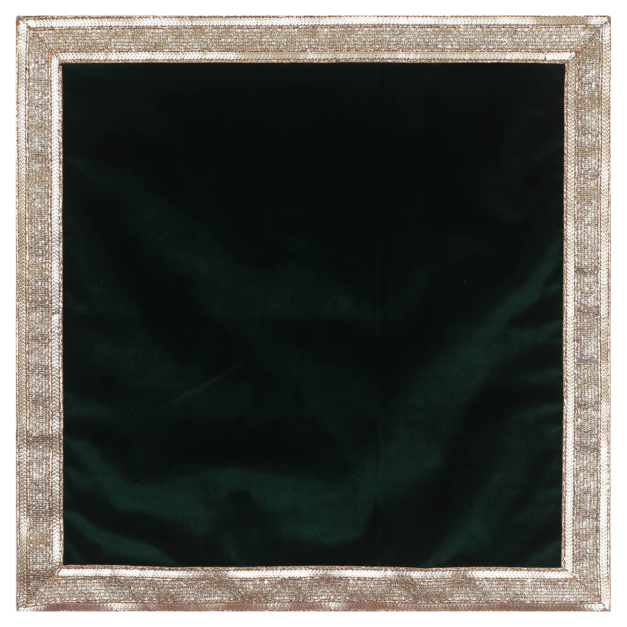 Indian Green Velvet Prayer Mat with Golden Border - Islamic Namaz Cloth, Sacred Altar Cover, Tarot Tablecloth for Muslim Worship & Spiritual Ceremonies | Perfect for Prayer, Meditation & Ritual Settings