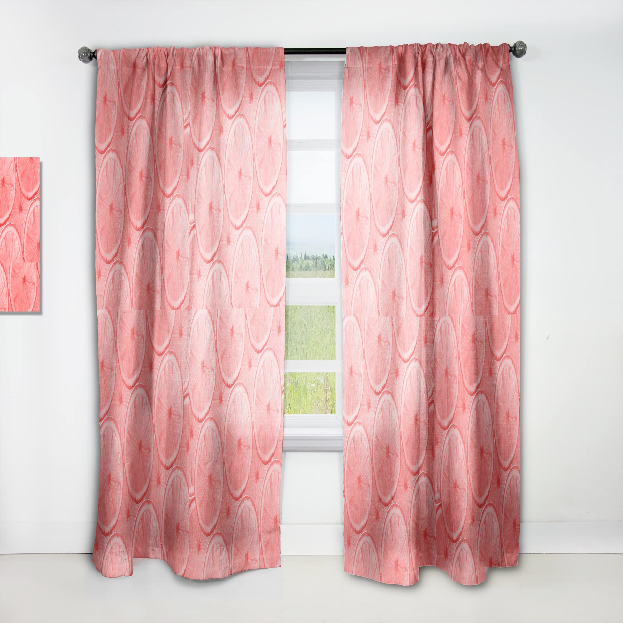 DesignQ Thermal Insulated Curtains - Coral Grapefruit Slices Pattern, 52x95 Inch Single Panel for Bedroom & Living Room | Blackout Drapes for Energy Efficiency & Privacy