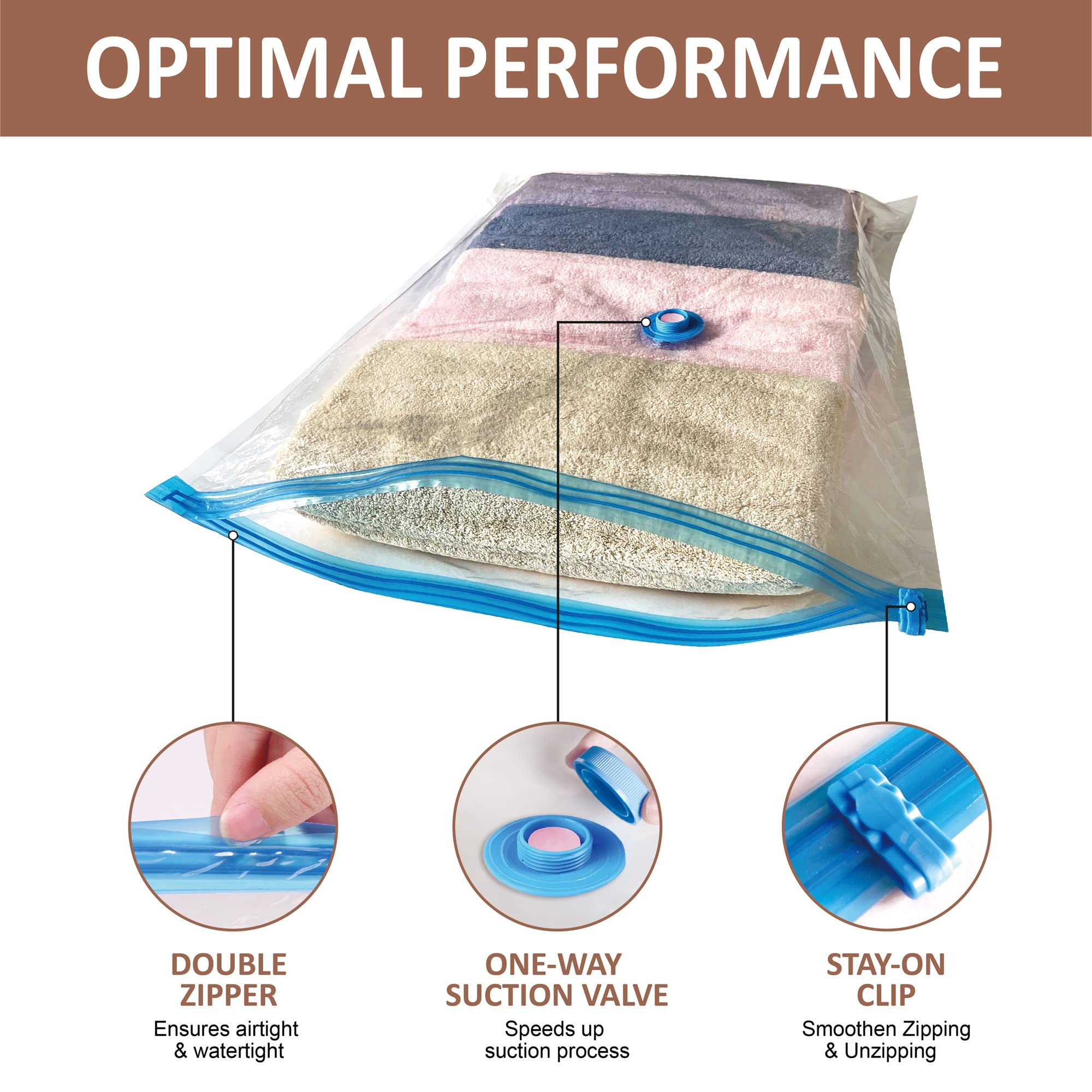 10 Pack Vacuum Storage Bags with Hand Pump - Space Saving Compression Bags for Clothes, Comforters, Blankets & Bedding | Perfect for Travel, Seasonal Storage & Small Space Organization