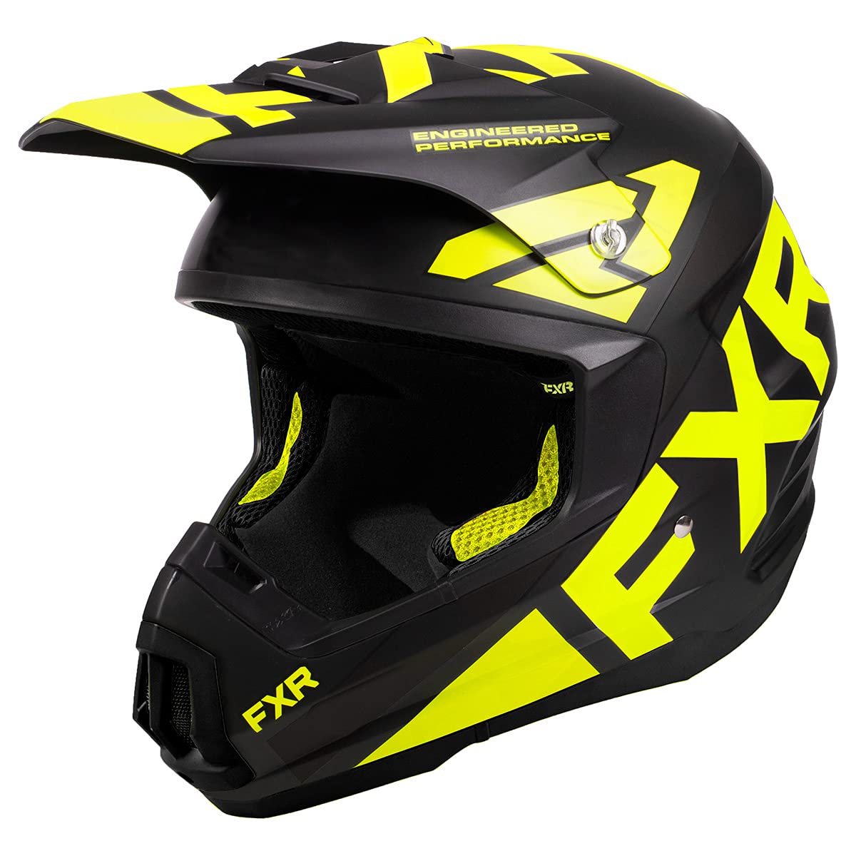 FXR Torque Team Helmet 2025 - Black/High-Visibility - X-Large Size - Premium Snowmobile & Motocross Racing Helmet for Extreme Sports Protection