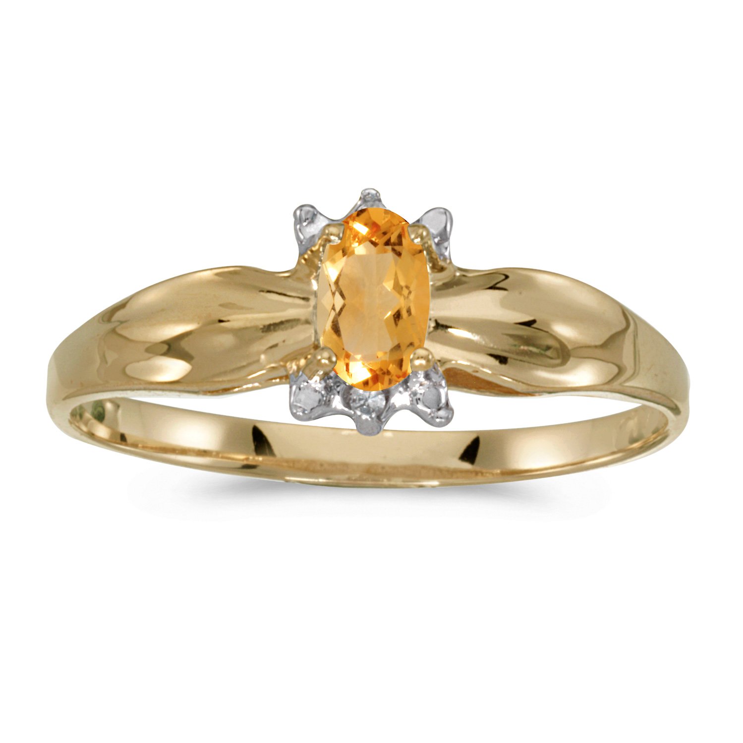 14K Yellow Gold Oval Citrine and Diamond Ring for Women - Elegant Birthstone Jewelry Gift for Anniversary, Engagement, or Special Occasions