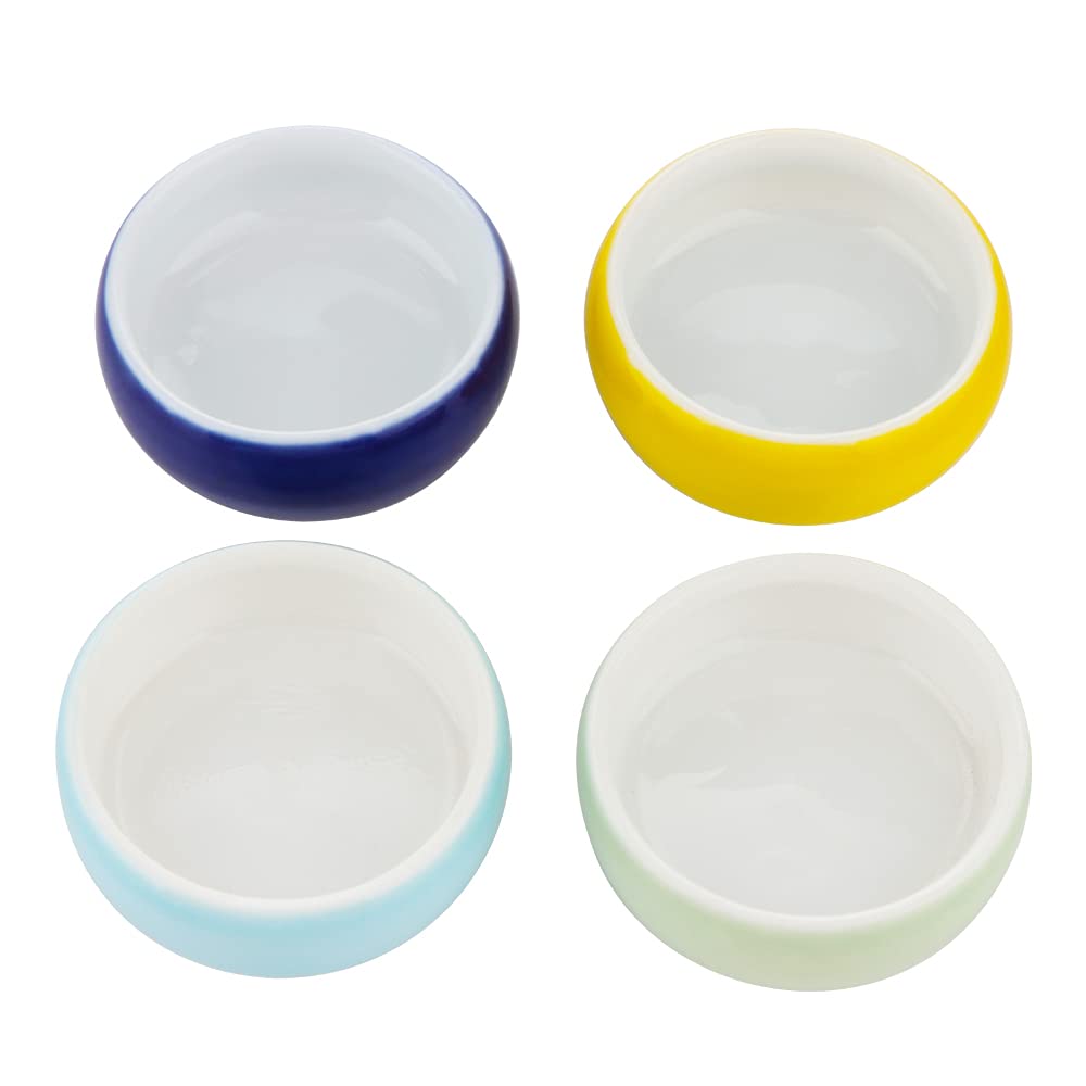 4 Pcs Colorful Ceramic Food & Water Bowls for Hermit Crabs, Tarantulas, and Spiders - Small Pet Feeding Dishes for Reptile & Insect Habitat Use