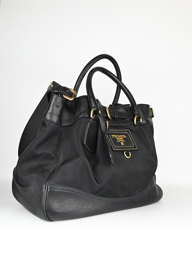 Prada Black Fabric Shopper Bag - Stylish & Spacious Tote for Women | Perfect for Work, Travel & Everyday Use