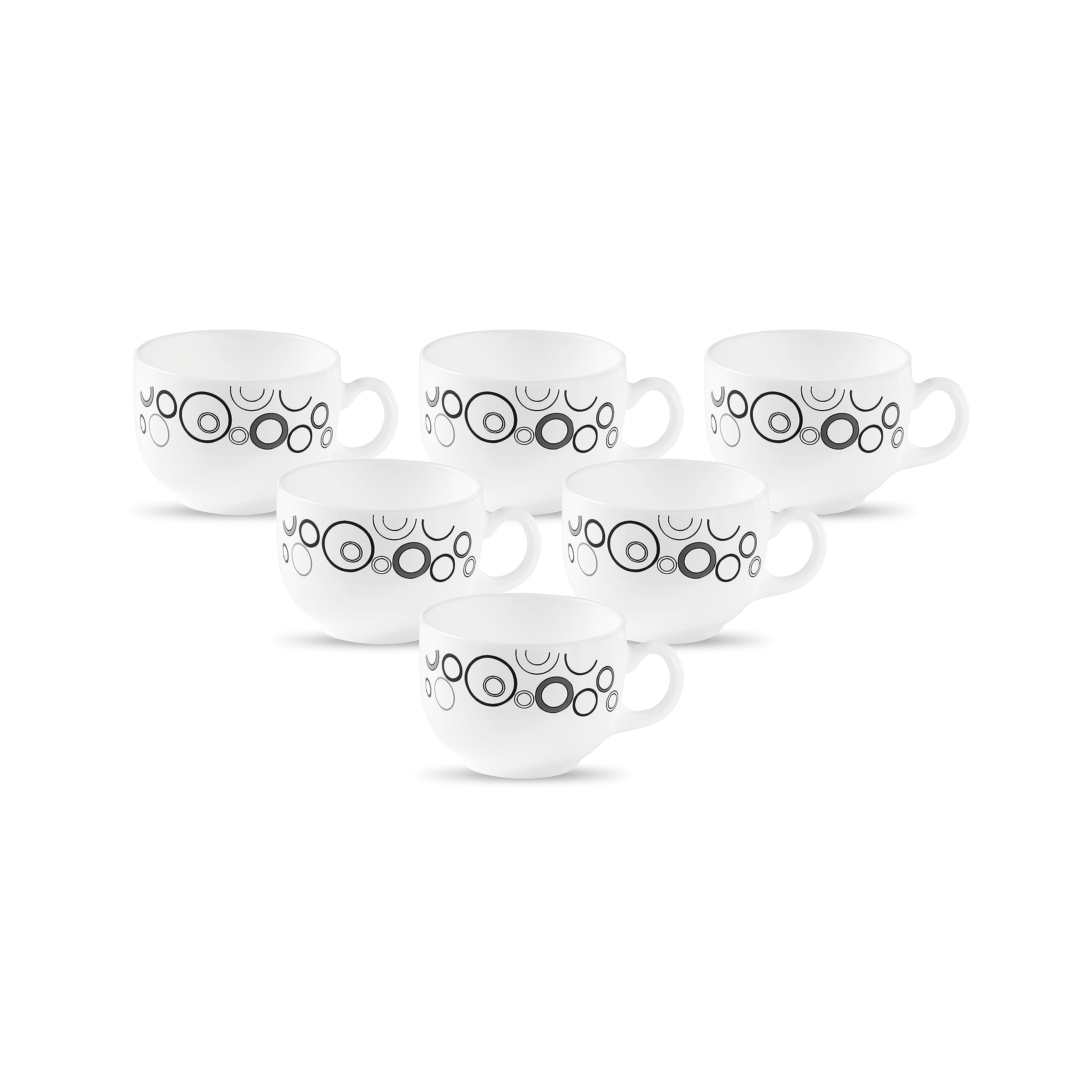 La Opala Diva Opal Glass Coffee Mugs Set of 6 - 100ml Misty Drops Design for Tea & Coffee - Microwave Safe, Ultra Durable & Lightweight - Perfect for Home, Office & Gifts