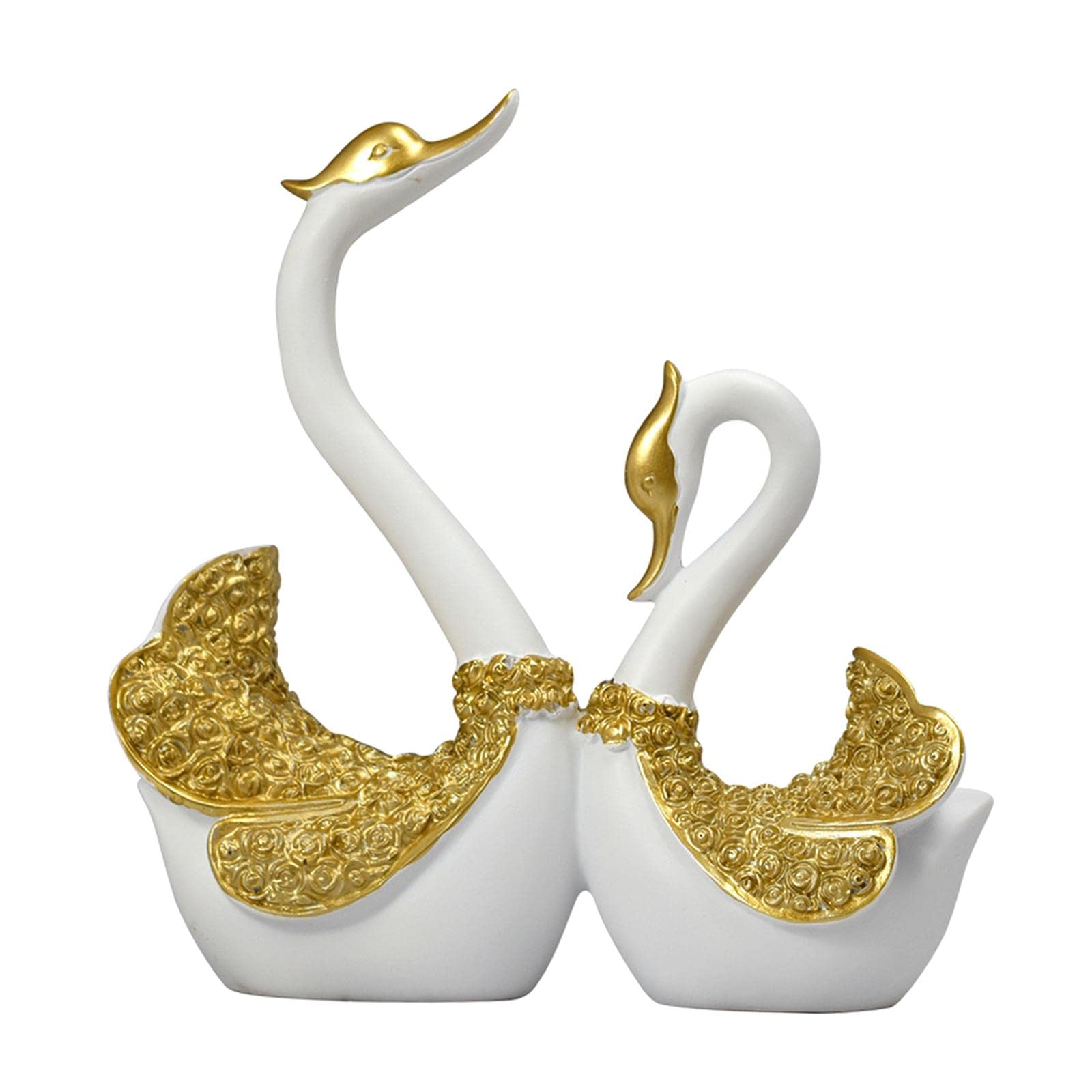 FAKEME Modern Swan Couple Statue - Elegant White Swan Figurine for Home Decor, Perfect for Living Room, Bedroom, Nursery & Wedding Centerpiece - Romantic Gift for Couples & Home Interior Decoration