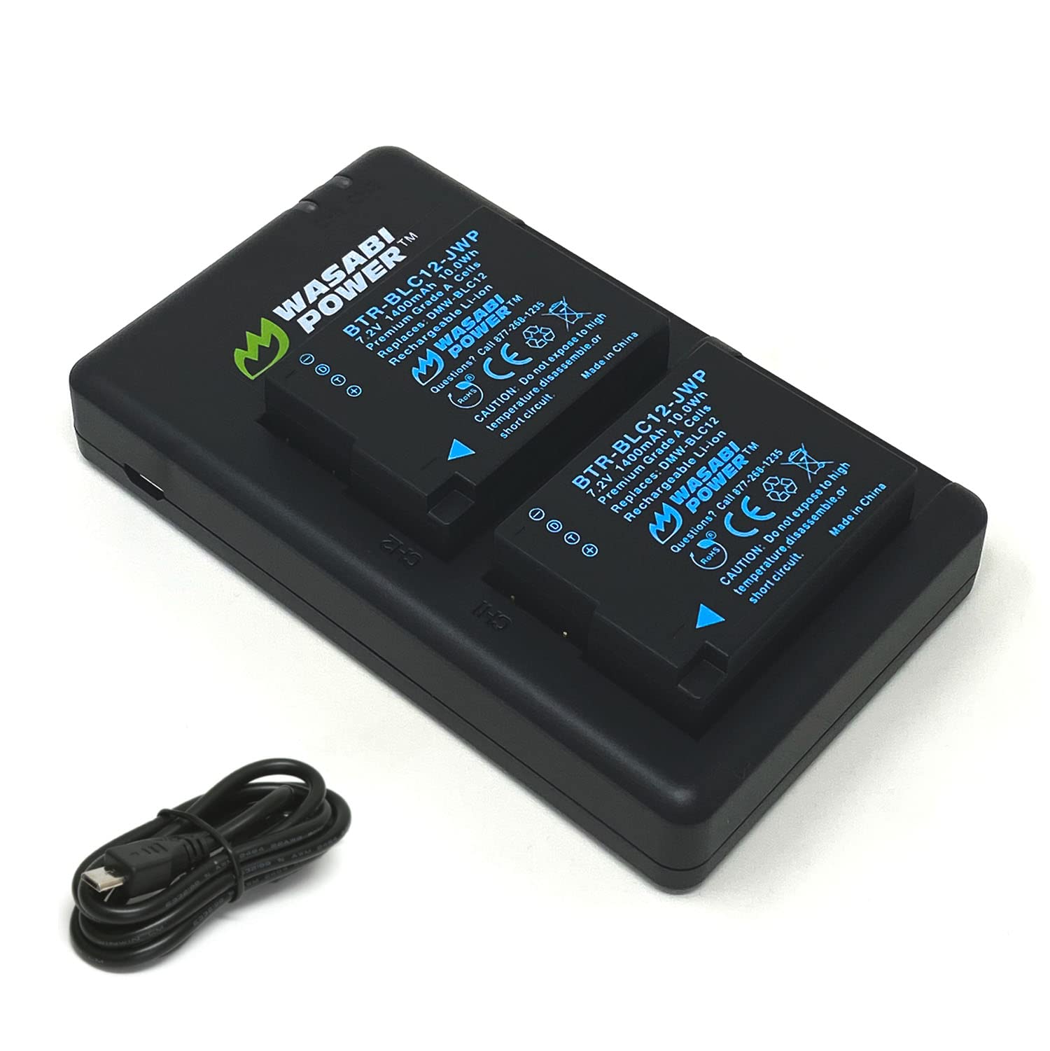 Wasabi Power 2-Pack Rechargeable Battery & USB-C Dual Charger Compatible with Leica BP-DC12, 18729, V-Lux 4, V-Lux Typ 114, Q, Q-P - Perfect for Travel Photography and Professional Shooting