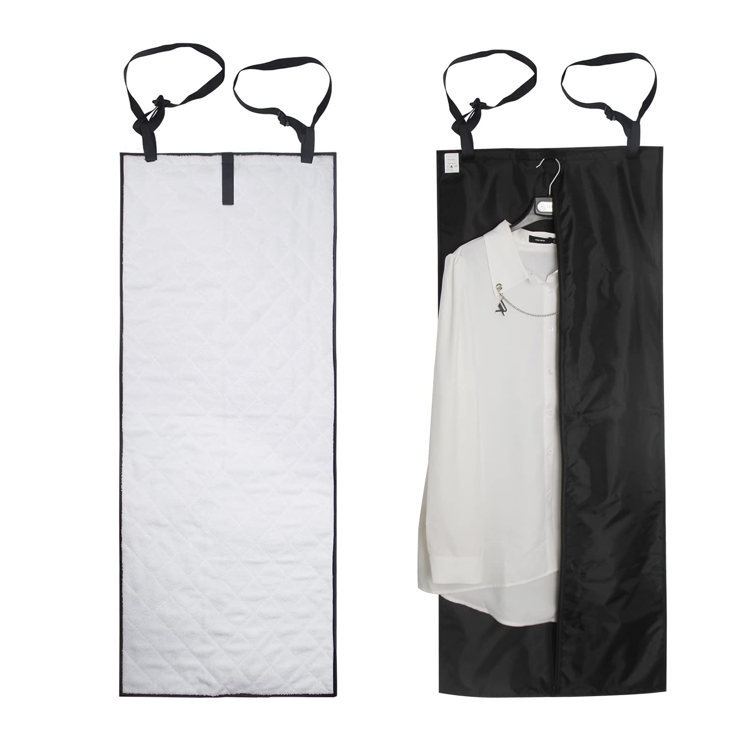 Dual-Sided Over The Door Vertical Steamboard Press Pad for Handheld Steamer with Hanging Garment Bag - Space Saving Closet Organizer for Wrinkle-Free Clothes | Perfect for Home, Travel & Professional Use