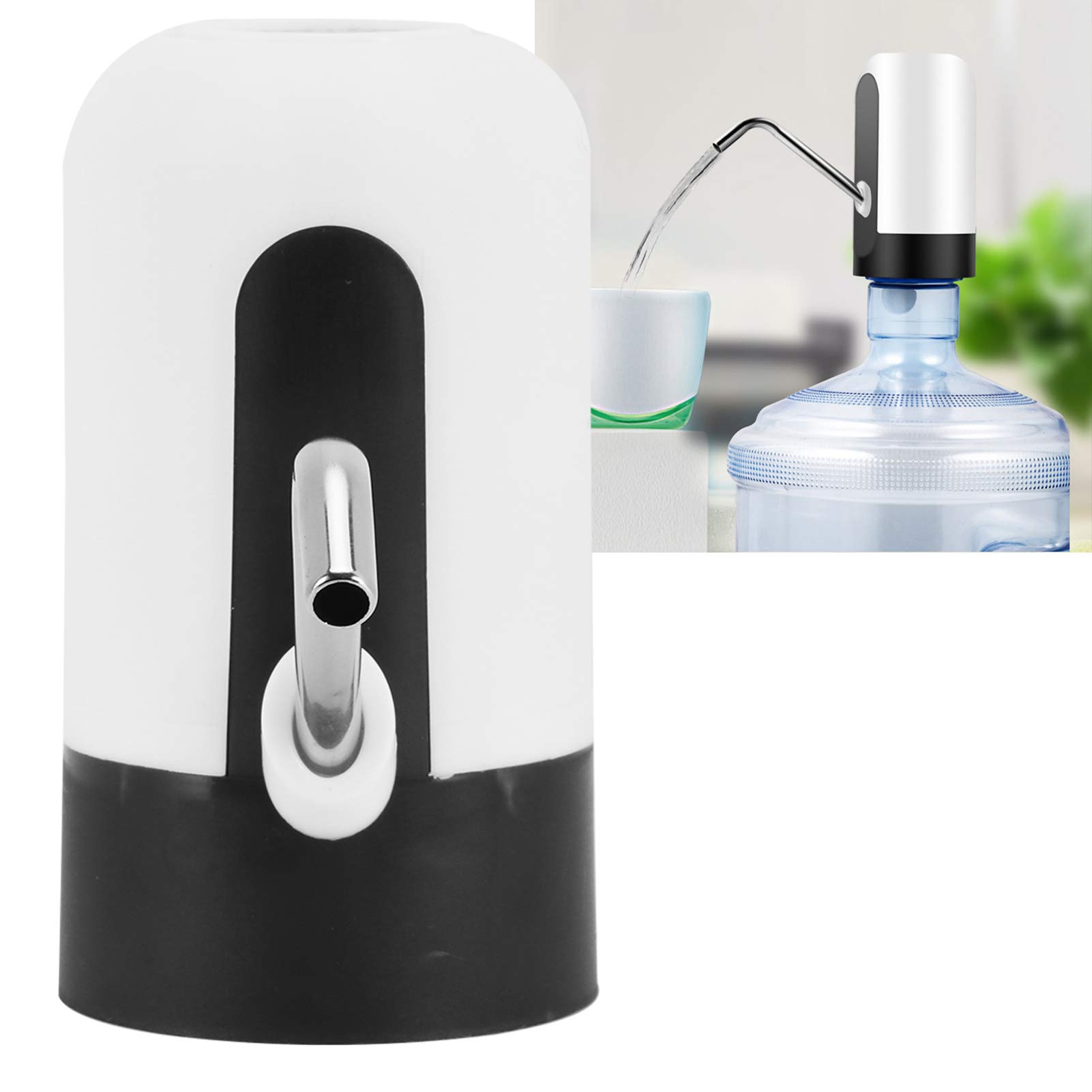 Automatic Water Dispenser Pump, USB Rechargeable Drinking Water Bottle Pump for Picnic, Office, Home - Portable Water Dispenser with Leaning Tower Design (White) - Perfect for Travel, Camping & Outdoor Activities