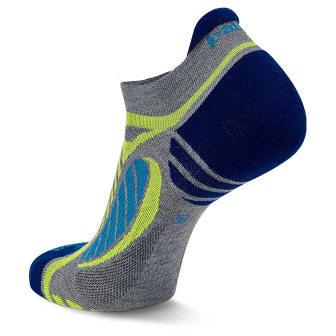 Balega Ultra Light No Show Socks - Grey Heather/Royal Blue - Running, Hiking & Casual Wear for Men & Women