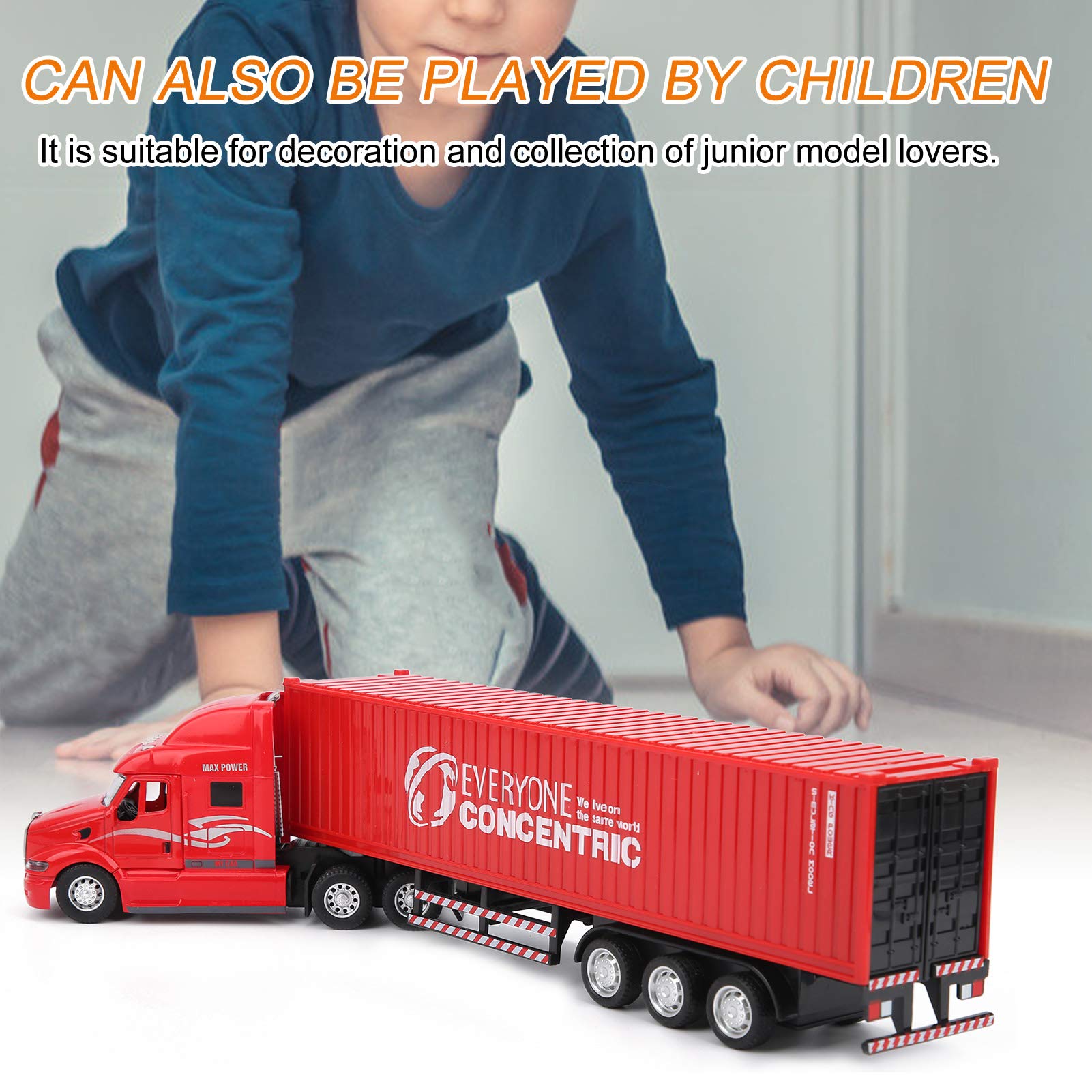Pull Back Car Toy - High Simulation Alloy Container Truck with Sound & Light, Kids Educational Vehicle Toys (Red) | Perfect for Early Learning, Birthday Gifts & Pretend Play