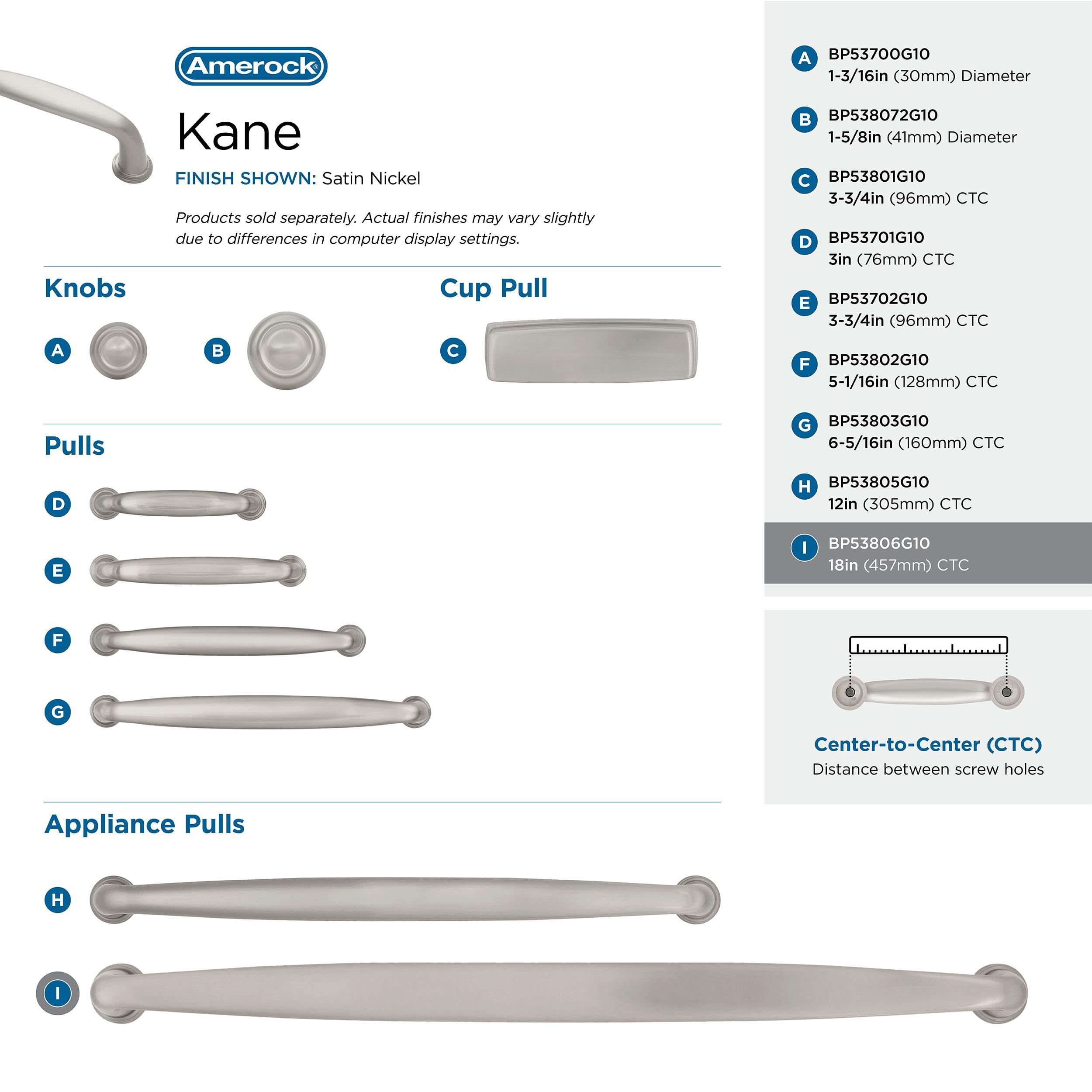 Amerock 18 Inch Satin Nickel Appliance Pull - 1 Pack Cabinet Hardware for Drawers & Cabinets | Perfect for Kitchen, Bathroom & Office Storage Organization