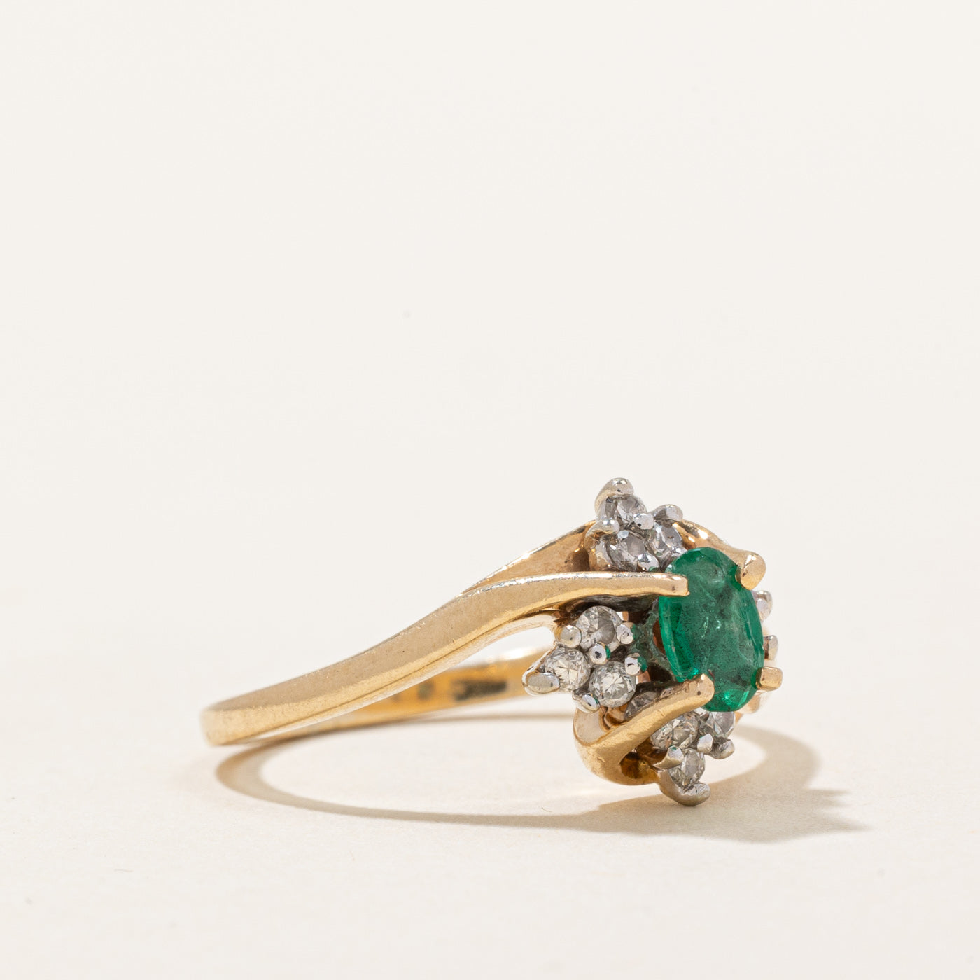 Emerald and Diamond Ring 0.40ct 0.10ctw Size 4.5 - Elegant Green Gemstone Engagement Ring for Women, Perfect for Weddings, Anniversaries and Special Occasions