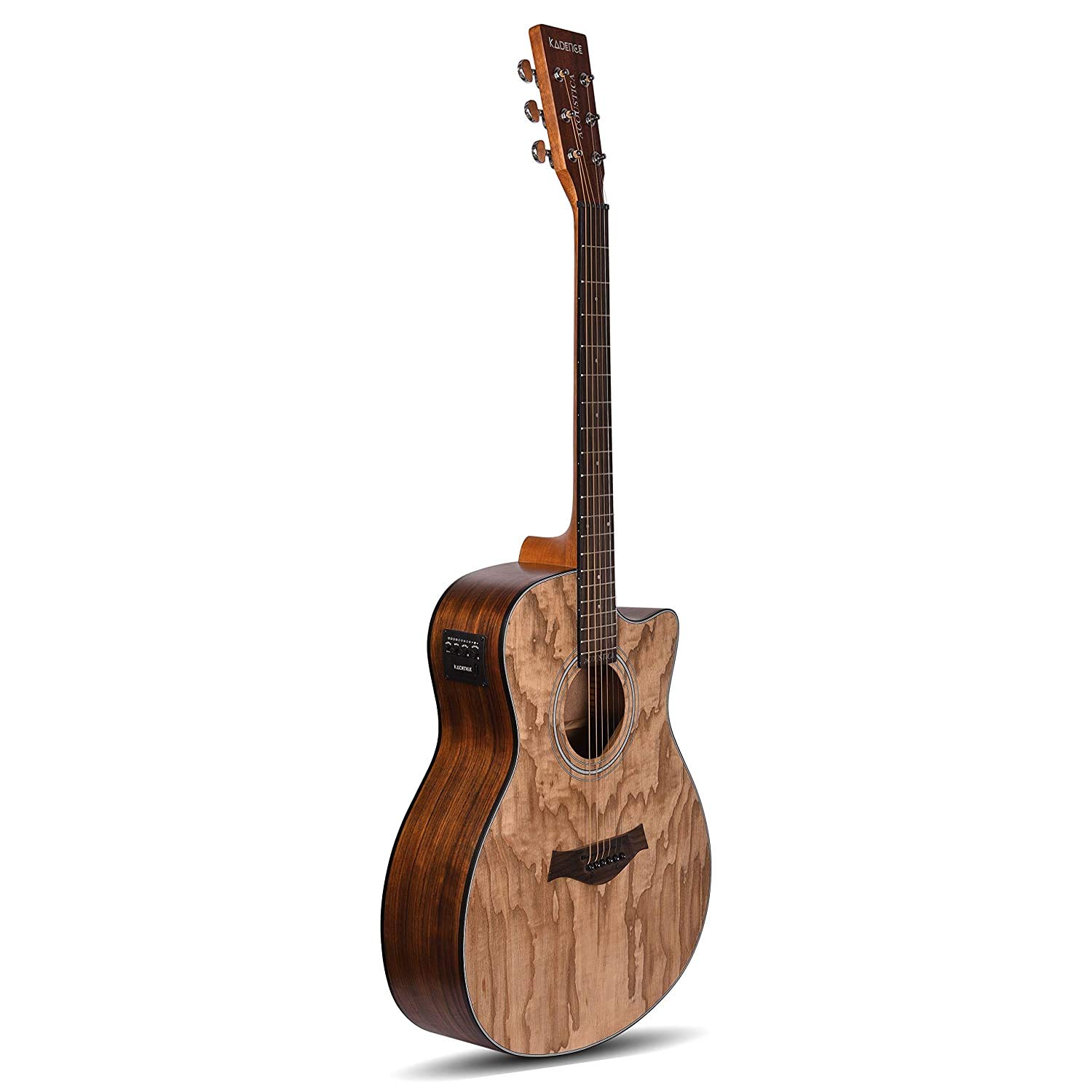 Kadence Electric Acoustic Guitar (Ash Wood) - Semi Acoustic Guitar with Built-in Pickup, Tuner, Capo, Strings, Picks, Strap & Gig Bag - Perfect for Beginners & Professionals - Ideal for Live Performances, Studio Recording & Home Practice