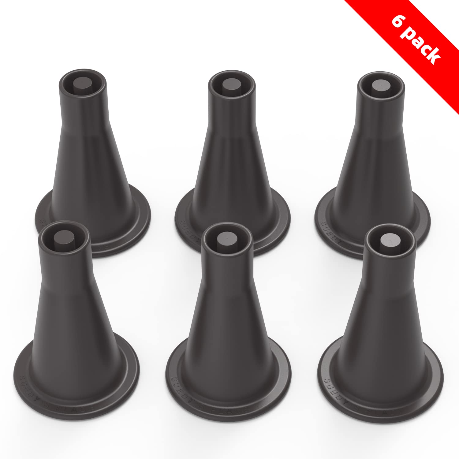 6 Pcs Tall Sturdy Cone Shaped Bed Frame Legs - Heavy Duty Plastic Bed Risers to Replace Wheels & Casters - Perfect for Raising Beds, Sofas & Furniture for Extra Storage Space