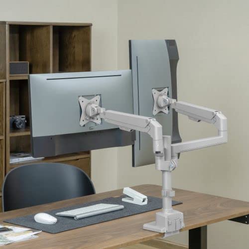 Mount-It! Dual Monitor Stand for 2 Screens - Adjustable Gas Spring Desk Mount with VESA 75/100 Compatibility, Fits 32