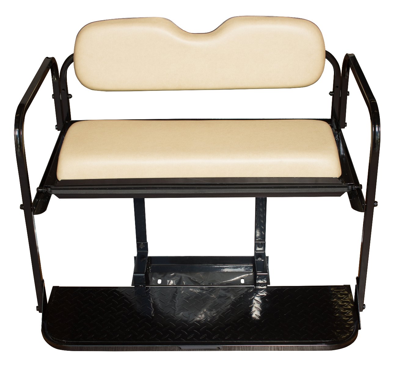 Performance Plus Carts Club Car DS Golf Cart Flip Folding Rear Back Seat Kit with Buff Cushions - Heavy Duty Golf Cart Accessories for Outdoor Adventures, Camping & Hunting