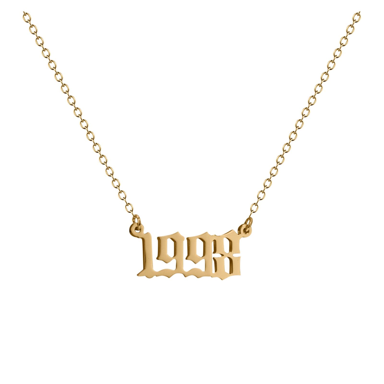 MILAX 1990-2000 Gold Stainless Steel Number Pendant Necklace for Women & Teen Girls - Personalized Charm Jewelry for Birth Year, Anniversary & Special Occasions (I, One Size)