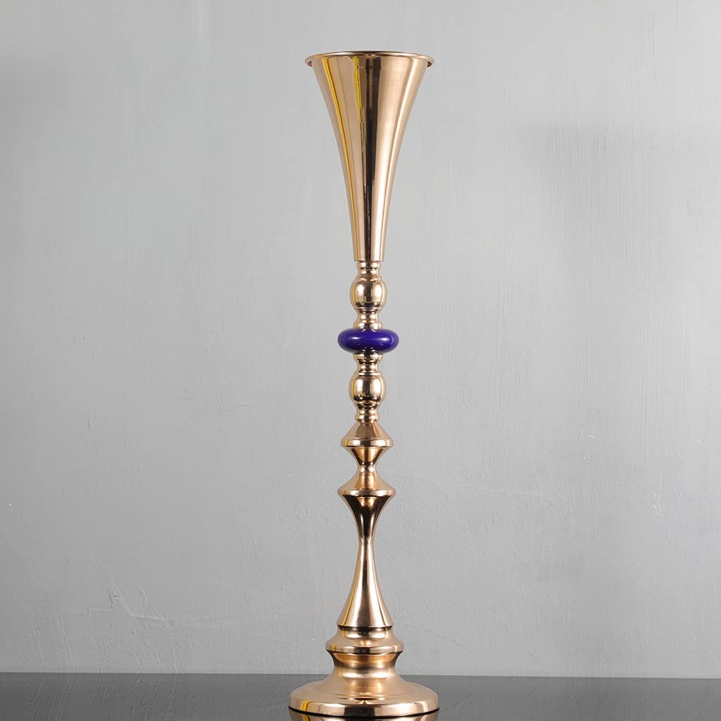 European-Style Wrought Iron Electroplated Gold & Blue Crystal Candle Holder - Elegant Home Decor for Wedding, Party, Hotel, and Romantic Dinner Lighting Decorations