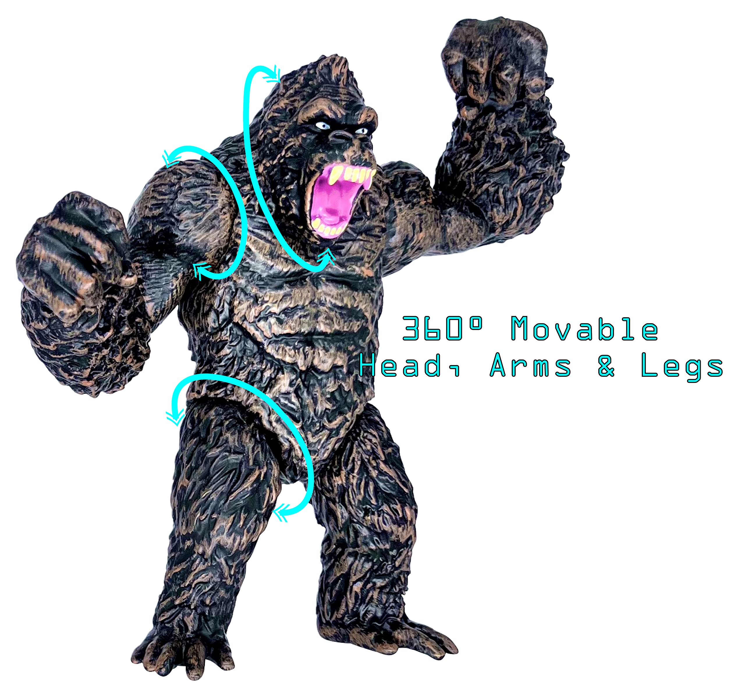 TwCare Set of 2 Godzilla vs King Kong Action Figures - Movable Joints Soft Vinyl Collectible Toys from Monster Movie Series | Perfect for Display, Play & Travel with Included Storage Bag