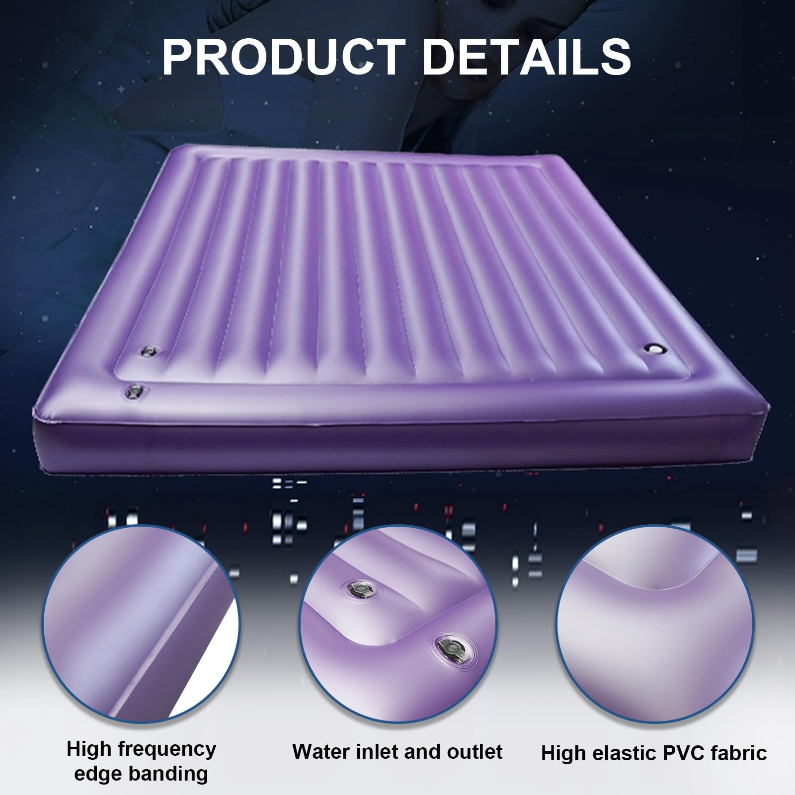 95% Small Wave Water and Air Dual Purpose Mattress with Air Pump & Water Pipe - No Frame Needed, Perfect for Home, Camping & Travel (Queen Size 60