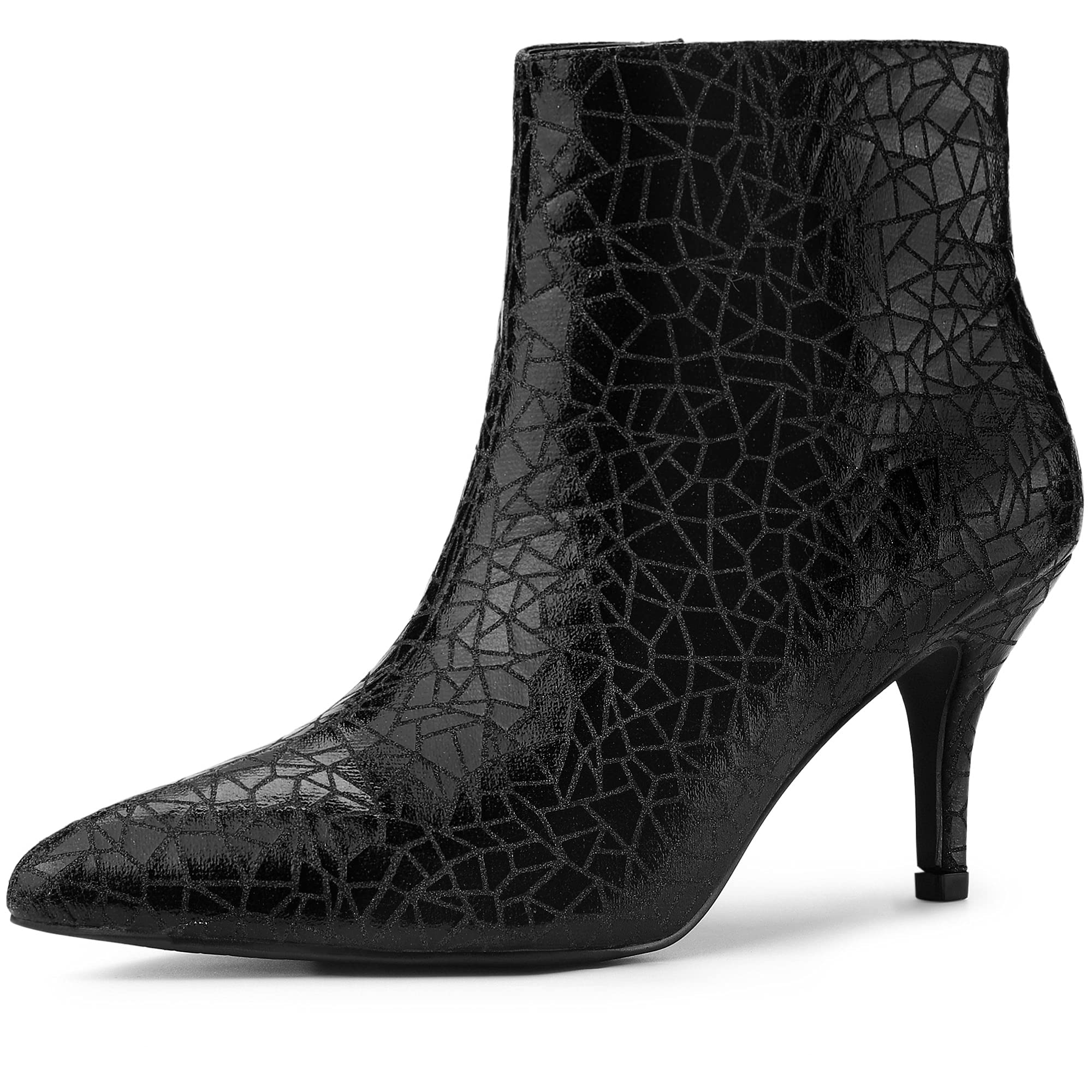 Allegra K Women's Sparkly Pointed Toe Stiletto Heel Ankle Boots - Elegant Dress Shoes for Parties, Weddings & Night Out