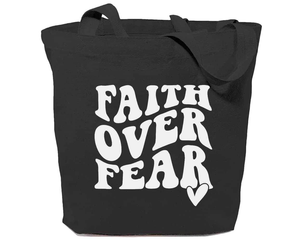 Faith Over Fear Motivational Canvas Tote Bag - Reusable Grocery Shopping Bag for Women, Christian Inspirational Gift - Perfect for Church, Bible Study & Daily Errands
